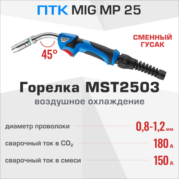 Горелка ПТК МАСТЕР MIG MP 25 3м MST2503