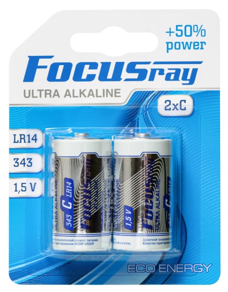 Батарейка FOCUSray Ultra Alkaline C, уп. 2 шт
