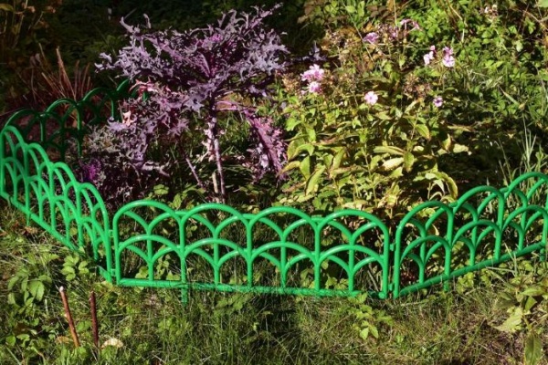 Ограждение садовое Полимерсад "Забор декоративный №10", зелёное, уп. 4 шт